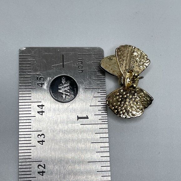 Lilly Pulitzer Gold Tone White Rhinestone Bow Tie Stud Earrings Boho Cute - Picture 7 of 7